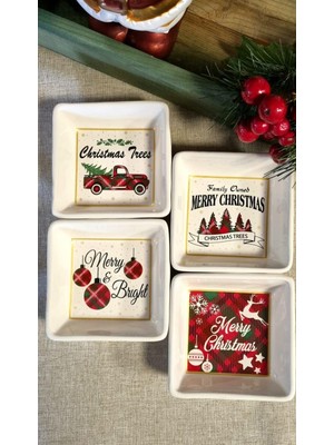 Seramikci Yeni Yıl 4 Lü Kare Çerezlik