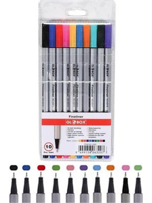 Globox 10 Renk Fineliner Kalem 0.4mm Ince Keçe Uçlu Kalem 1 Paket Globox Fineliner Keçe Uçlu Kalem Seti