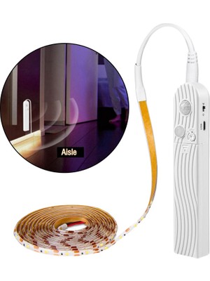 Pir Dimmable LED Strip Gece Işıkları 4 Mod Başucu Mutfak Bant Lambası 3000K Sıcak Beyaz