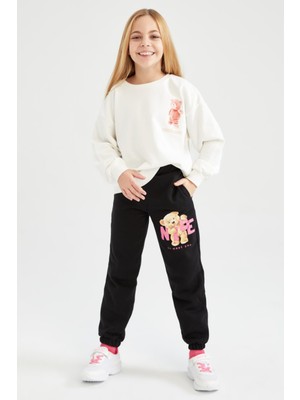 DeFacto Kız Çocuk Baskılı Geri Dönüşümlü İçi Yumuşak Tüylü Eşofman W8645A621WN