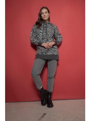 DeFacto Regular Fit Kapüşonlu Desenli Tunik Y1333AZ22WN