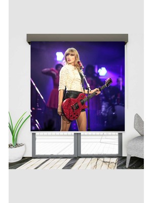 Tekstilnet Taylor Swift Desenli Genç Odası Dekoratif Tekstil Baskılı Stor Perde