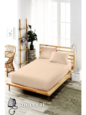 Ely Parker Kolay Ütü Lastikli Çarşaf Takımı-Tüm Ebatlar-Yüksek Yataklar-Bej