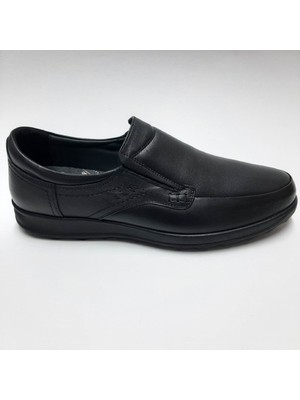 Forex Hakiki Deri Kauçuk Tabanlı Ortopedik Anatomic  Siyah Bağcıksız Erkek Ayakkabı C-75364631