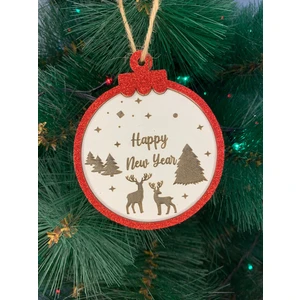 Mutlu Yıllar Yılbaşı Ağacı Süsü Ahşap