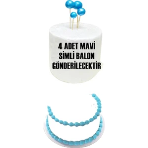 Şeker Hamurundan Yenilebilir Simli Balon Mavi 4 Adet
