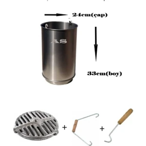 Askay Yapı Küçük Soba Kovası Alttan Delikli + Izgara + Tutacak + Çengel (Mini)