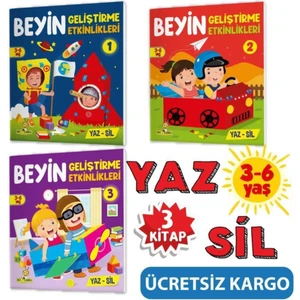 Yükselen Zeka Beyin Geliştirme Etkinlikleri Yaz-Sil Kitaplar 3-6 Yaş