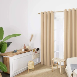 Kadife Görünümlü Fonluk Kuş Gözlü Dikim - Rustik Kullanımına Uygun - Halkalı Perde