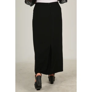 Tesettür Büyük Beden Battal Kapalı Yırtmaç Astarlı Krep Anne Eteği