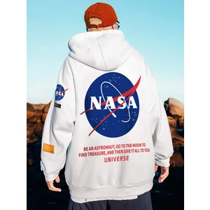 Erkek Nasa Logo Baskılı Oversize Sweatshirt