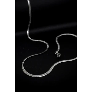 Yassı Yılan Italyan Zincir Paslanmaz Çelik Kolye Gümüş Renk - 3mm