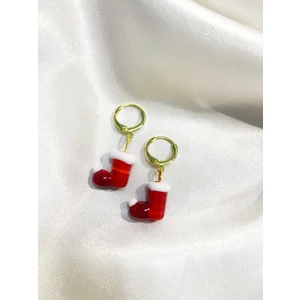 Sıne Accessory Yeniyıl Kırmızı Çorap Küpe