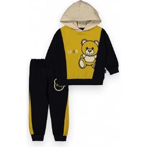 Erkek Çocuk Ayı Baskılı Kapşonlu Eşofman Takımı