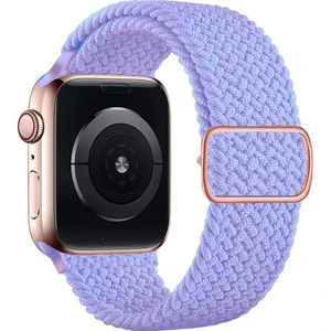 Apple Watch Series SE/11/10/9/8/7/6/5/4/3 ile Uyumlu 42mm-41mm-40mm-38mm Ayarlanabilir Tokalı Örgü Kordon Lila