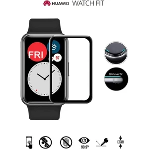 Huawei Watch Fit 3D Kavisli Tam Kaplama Tam Uyumlu Nano Ekran Koruyucu (Yüksek Kalite)