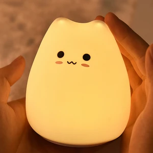 Juhui Store Mini Renkli Silikon Kedi Gece Lambası (Yurt Dışından)