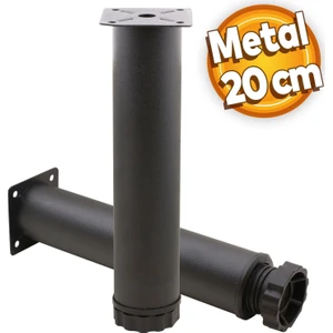 Akça Ayarlanabilir Mobilya Kanepe Koltuk Baza Yükseltme Yükseltici Ayağı Metal Ayakları 20 Cm Siyah