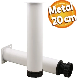 Akça Ayarlanabilir Mobilya Kanepe Koltuk Baza Yükseltme Yükseltici Ayağı Metal Ayakları 20 Cm Beyaz