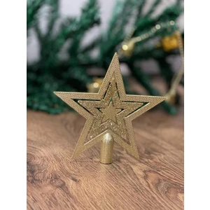 Yılbaşı Çam Ağacı Yıldız Tepelik Gold 1 Adet 10 cm Plastik