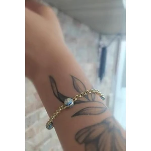 Erer Gümüş Gümüş Altın Kaplama Nazar Boncuklu Bayan Bileklik