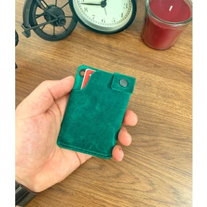 El Yapımı Deri 2 Bölmeli Çıtçıtlı Minimal Kartlık Cüzdan