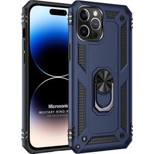 Apple iPhone 14 Pro Kılıf Military Ring Holder Lacivert