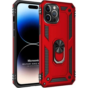 Apple iPhone 14 Pro Max Kılıf Military Ring Holder Kırmızı