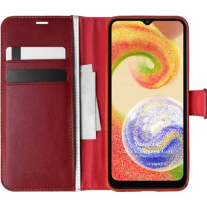 Samsung Galaxy A04 Kılıf Delux Leather Wallet Kırmızı
