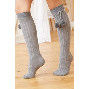 Katia & Bony Ponpon Kız Çocuk Dizüstü Çorap Gri