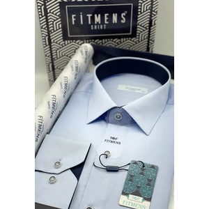 Erkek Klasik Uzun Kol Gabardin Düz Hediye Kutulu Gömlek - Açık Mavi