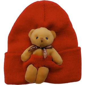 Ayıcıklı Örgü Çocuk Bere Kırmızı