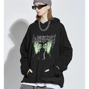 Siyah Gotik Kelebek Kapşonlu