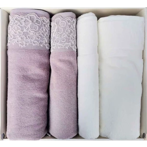 Begonvil Best Set (Hamam Takımı) Krem-Mürdüm