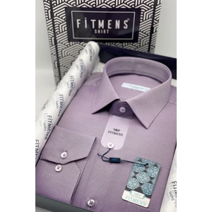 Erkek Klasik Uzun Kol Oxford Hediye Kutulu Gömlek - Mor