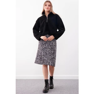 Yandan Fermuarlı Desenli Uzunetek