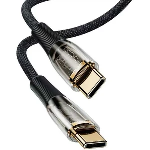 D42 Şeffaf Görünümlü Type-C To Type-C Pd Şarj Kablosu 100W 5A 480 Mbps 1.2 Metre