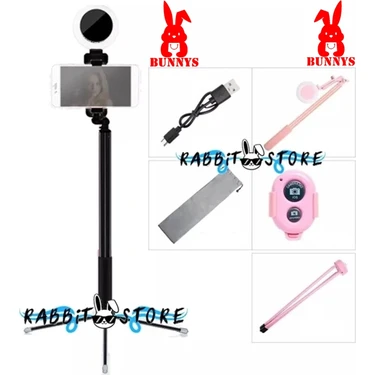 Bunnys Tripod Işıklı Bluetooth Selfie Çubuğu Kumadalı