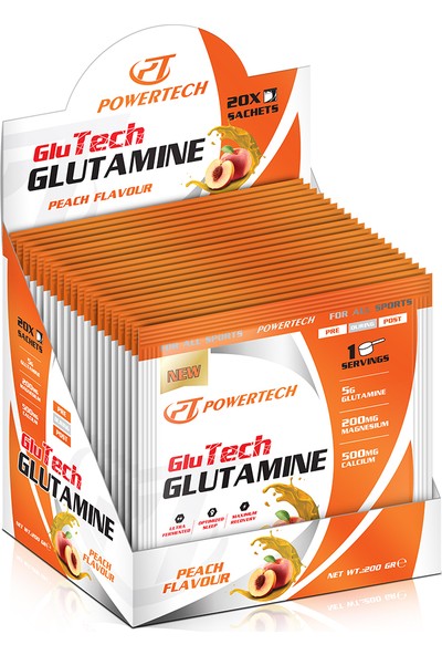 Powertech Glutech Glutamine 10 gr x 20 Sachets Şeftali Aromalı