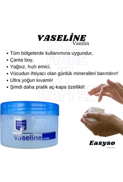 Easyso Tüm Ciltler Vaseline Vanilin & Güllü & Pembe Nemlendirici Besleyici (3 x 100 Ml)
