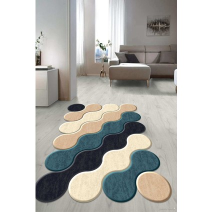 Dijital Baskılı Kaymaz Taban Yıkanabilir Lazer Kesim Salon Halısı Yolluk NLZR-HY-1182