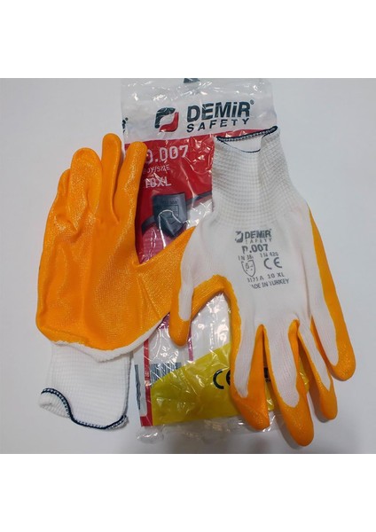 Demir Nitril 007 Iş Eldiveni No:10 Xl 20 Adet Sarı Beyaz fiyatları