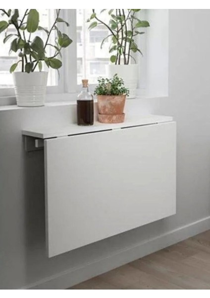 Duvara Monte Masa Çalışma Yemek Masası 60*90 cm Duvardan Açılan Montaj Monteli Masa Balkon Masası/ BEYAZ
