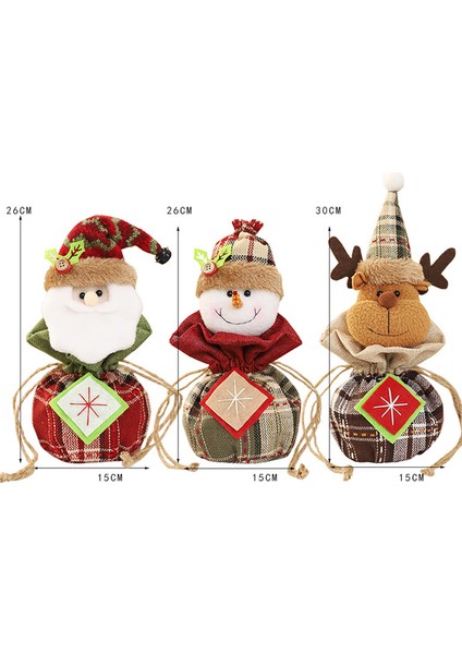 3 Adet Yılbaşı Hediye Çantası 3D Bebek Noel Baba Kardan Adam Elk Noel Arifesi Apple Bags Çocuk Hediye Şeker Çantası Yılbaşı Dekorları (Yurt Dışından)