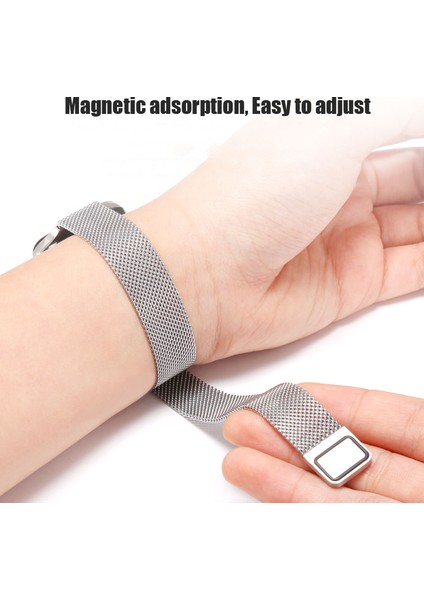 Apple Watch Manyetik Döngü (38 Mm) Ince Hasır Kılıf+Kordon Paslanmaz Çelik