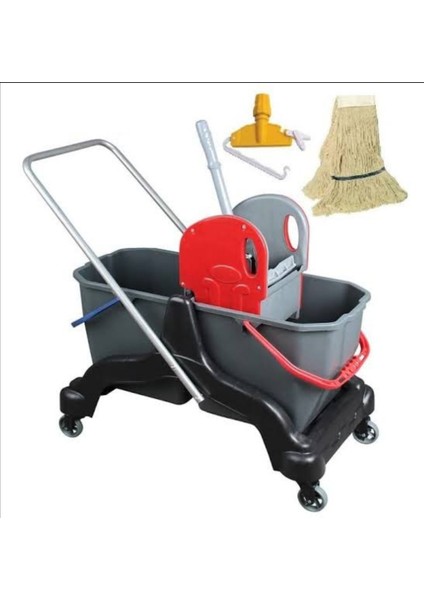 Çift Kovalı Temizlik Arabası Seti