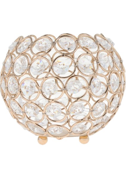 4.7 '' Kristal Adak Tealight Mum Tutucu Masa Düğün Merkez Parçası -Altın 12CM Altın