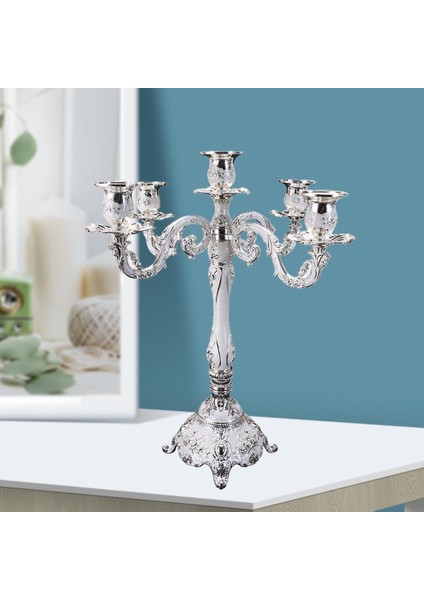 Şamdan Partisi Retro Candle Tutucu Retro Romantik Candelabra Centerpiece 5 Kol