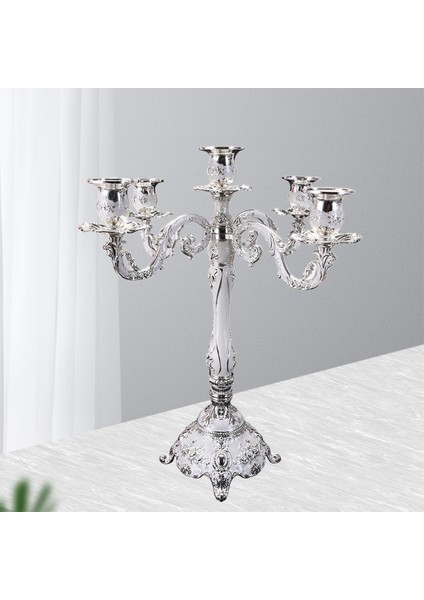 Şamdan Partisi Retro Candle Tutucu Retro Romantik Candelabra Centerpiece 5 Kol