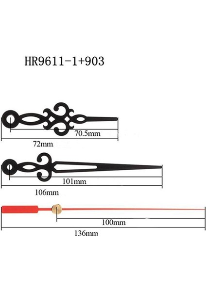 Kuvars Duvar Saati Hareketi Siyah Eller Motor Mekanizması Yedek Parçalar Kiti